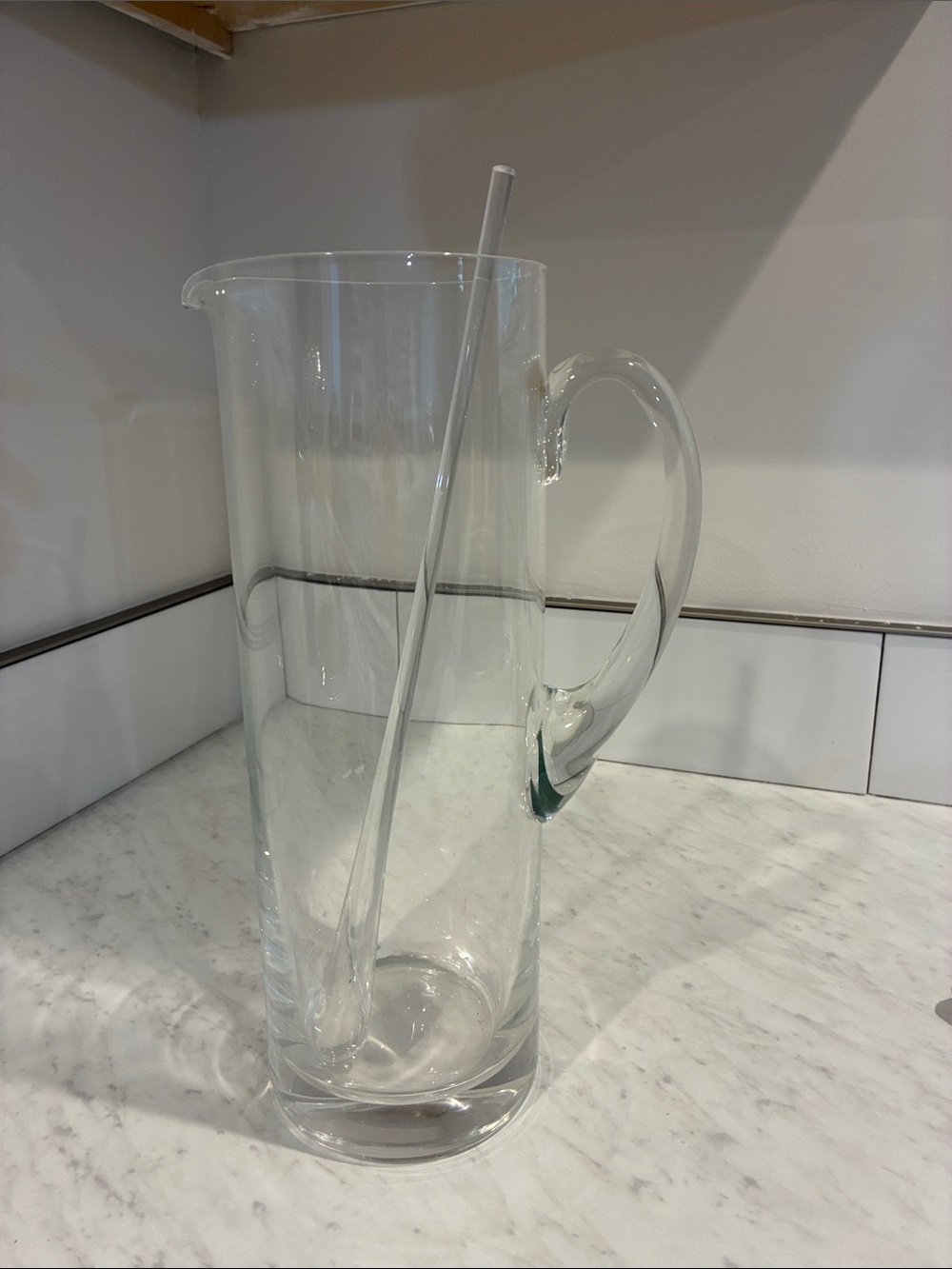 Waterford Crystal Clear Glass Pitcher with Stirring Rod